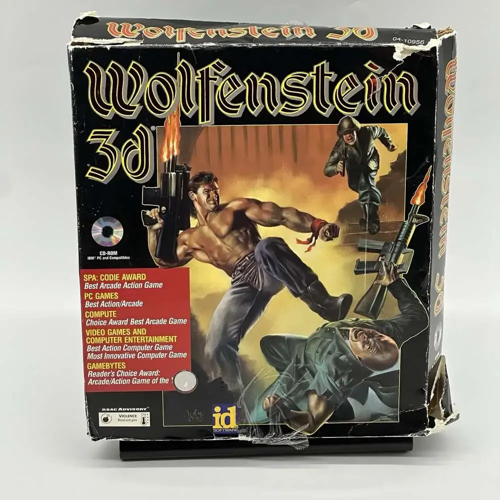 Wolfenstein 3D PC CD-ROM in Damaged Original Black Big Box w/Manual & Hint Guide